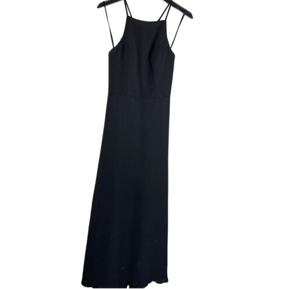 Kleinfeld black square neckline and criss cross back dress‎